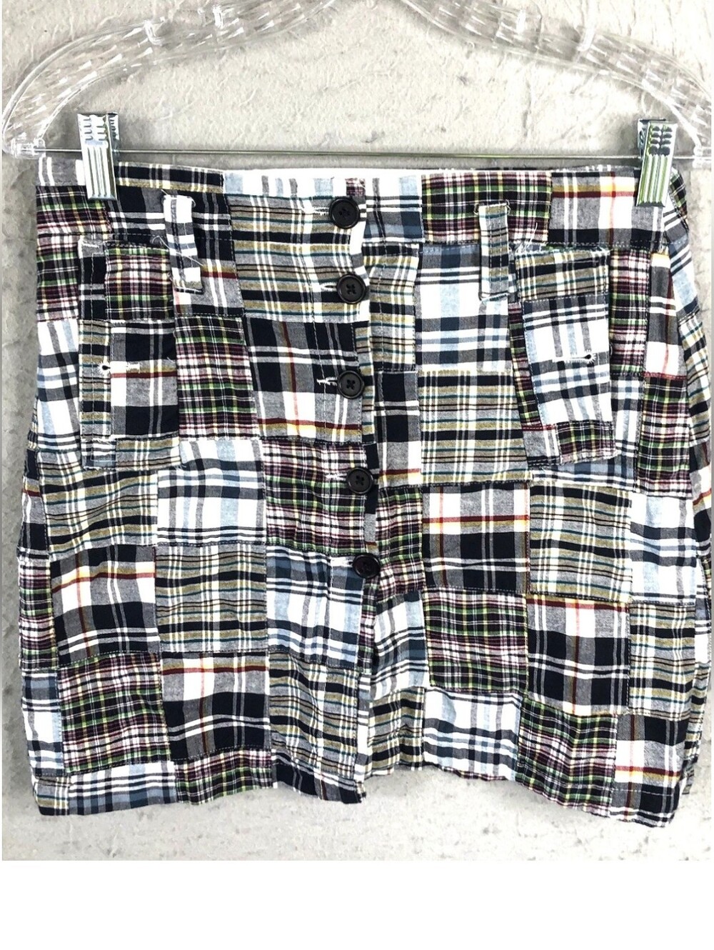 Carole Little Navy, White & Multicolor Madras Patchwork Plaid Skirt EUC size 12 - Picture 2 of 10